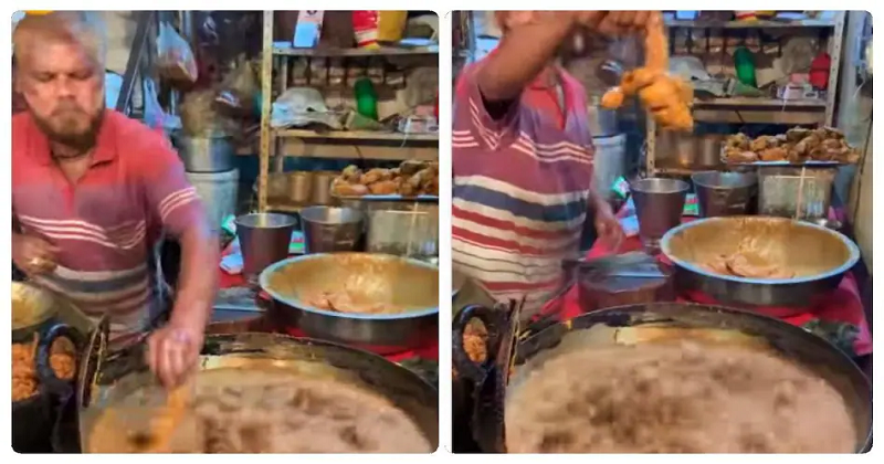 દુકાનદારે ઉકળતા તેલમાં હાથ નાખીને તળ્યું ચિકન, જુઓ વાઇરલ વિડિયો